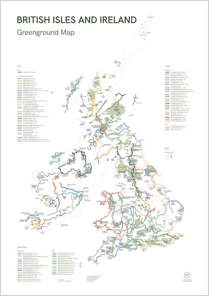 British Isles long-distance trail map by Helen Ilus