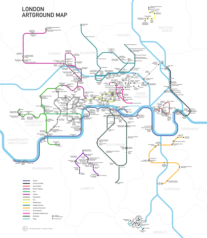 London public art map by Helen Ilus